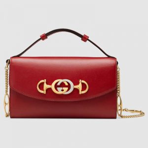 Gucci GG Women Gucci Zumi Smooth Leather Mini Bag with Interlocking G Horsebit-Red
