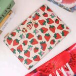 Gucci GG Women Gucci Zumi Strawberry Print Pouch in Ivory Leather - Image 5
