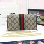 Gucci GG Women Ophidia GG Chain Wallet in Beige/Ebony GG Supreme Canvas - immagine 4