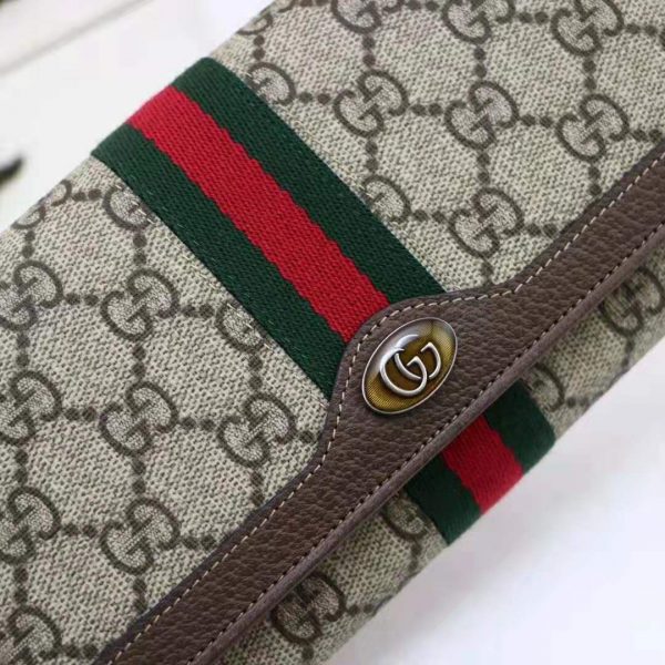 Gucci GG Women Ophidia GG Chain Wallet in BeigeEbony GG Supreme Canvas (6)