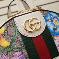 Gucci GG Women Ophidia GG Flora Small Backpack in BeigeEbony GG Supreme Canvas (1)