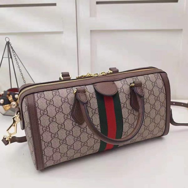 Gucci GG Women Ophidia GG Medium Top Handle Bag in Beige GG Supreme Canvas (7)