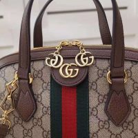 Gucci GG Women Ophidia GG Medium Top Handle in BeigeEbony GG Supreme Canvas (1)