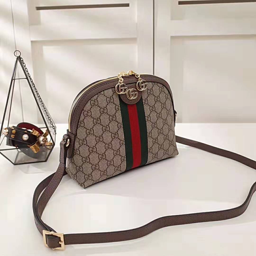 Gucci GG Women Ophidia GG Small Shoulder Bag in Beige GG Supreme Canvas