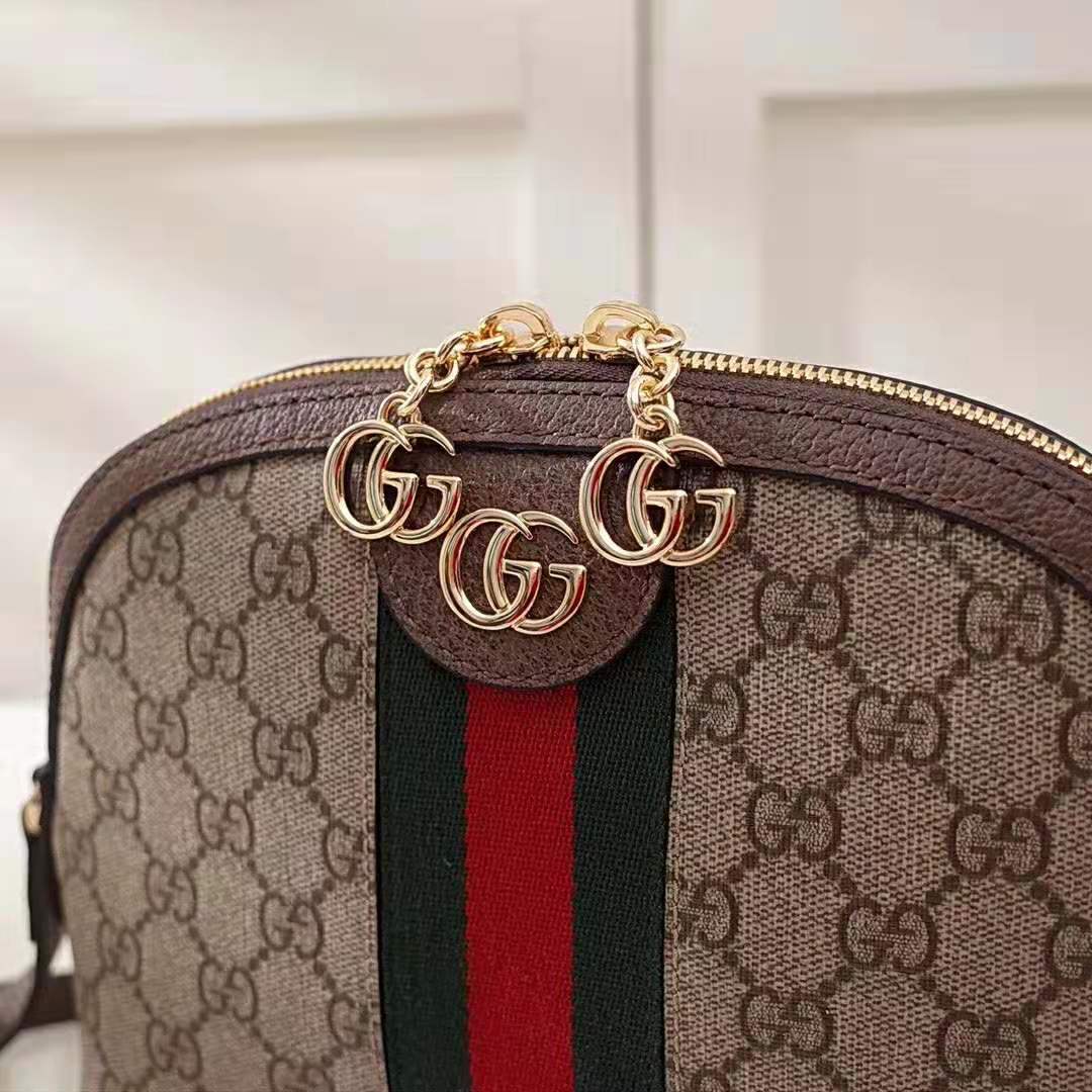 Gucci GG Women Ophidia GG Small Shoulder Bag in Beige GG Supreme Canvas