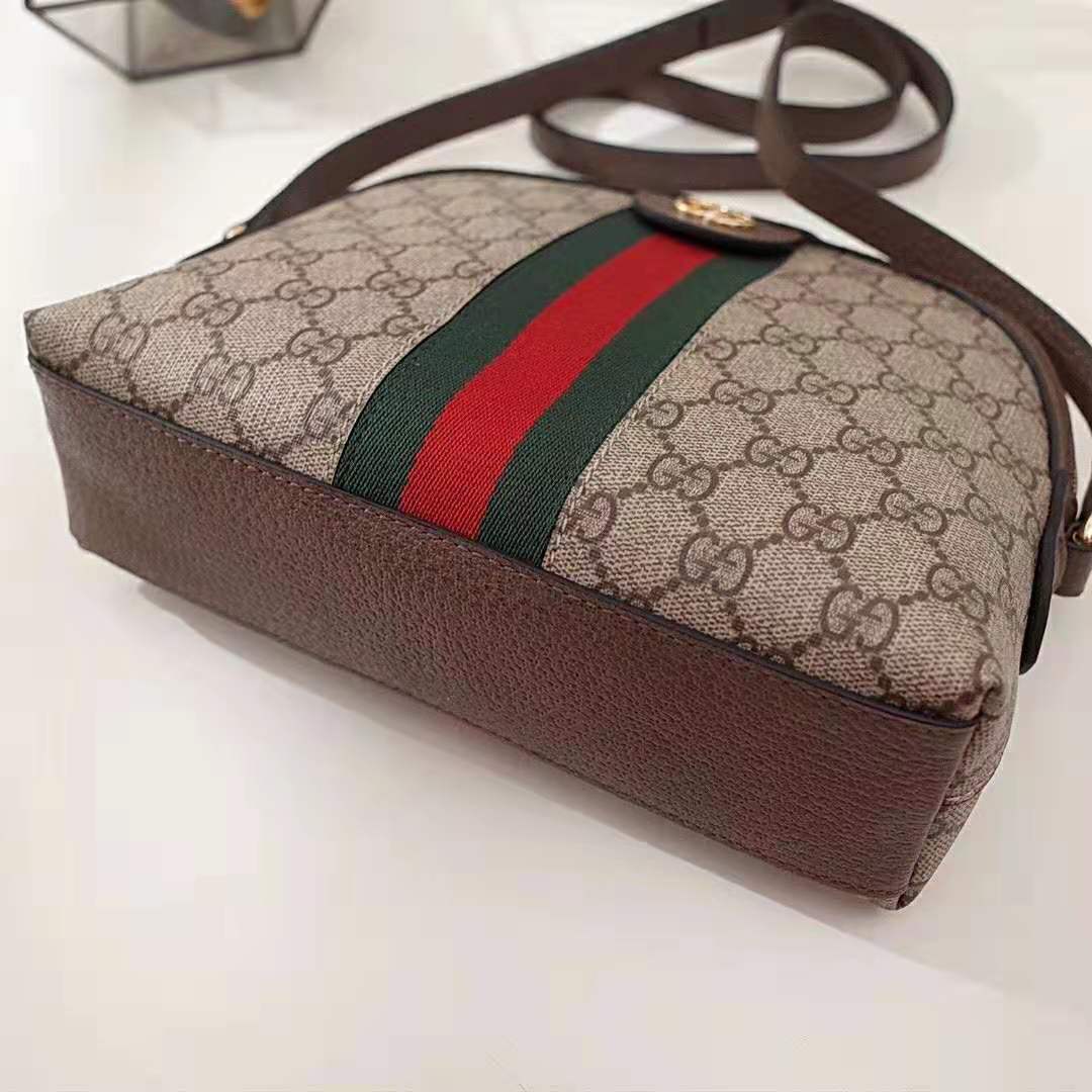 Gucci GG Women Ophidia GG Small Shoulder Bag in Beige GG Supreme Canvas