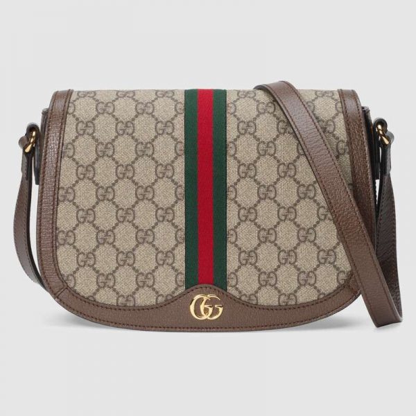 Gucci GG Women Ophidia GG Small Shoulder Bag in BeigeEbony GG Supreme Canvas (1)