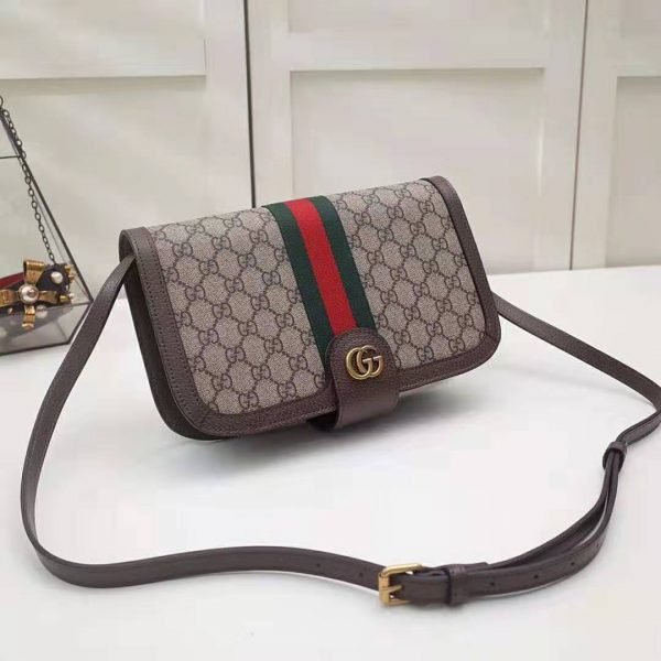 Gucci GG Women Ophidia GG Small Shoulder Bag in BeigeEbony GG Supreme Canvas (3)