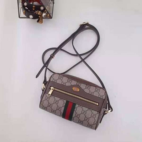 Gucci GG Women Ophidia GG Supreme Mini Bag in BeigeEbony GG Supreme Canvas (7)