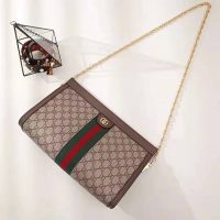 Gucci GG Women Ophidia Medium Shoulder Bag in BeigeEbony GG Supreme Canvas (4)