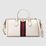 Gucci GG Women Ophidia Medium Top Handle Bag in White Leather