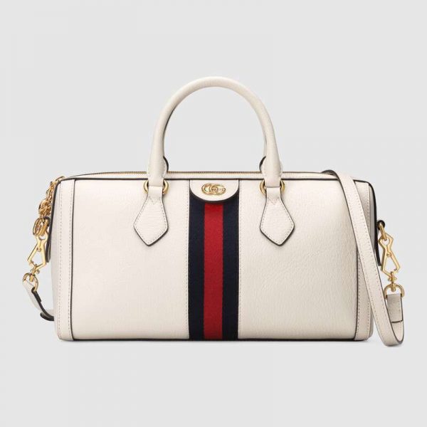 Gucci GG Women Ophidia Medium Top Handle Bag in White Leather