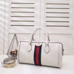 Gucci GG Women Ophidia Medium Top Handle Bag in White Leather - Imagen 2