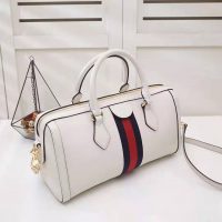 Gucci GG Women Ophidia Medium Top Handle Bag in White Leather (1)