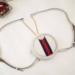 Gucci GG Women Ophidia Mini Backpack with Blue and Red Web in White Leather - Image 2