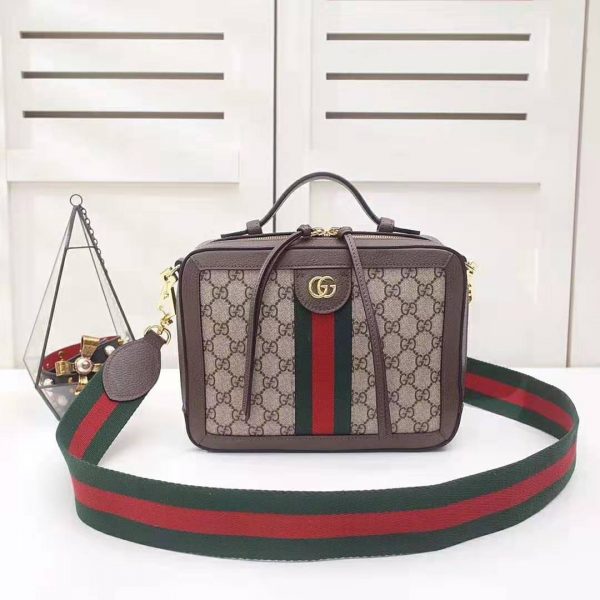 Gucci GG Women Ophidia Small GG Shoulder Bag in BeigeEbony GG Supreme Canvas (4)