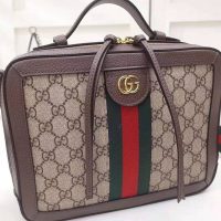 Gucci GG Women Ophidia Small GG Shoulder Bag in BeigeEbony GG Supreme Canvas (1)
