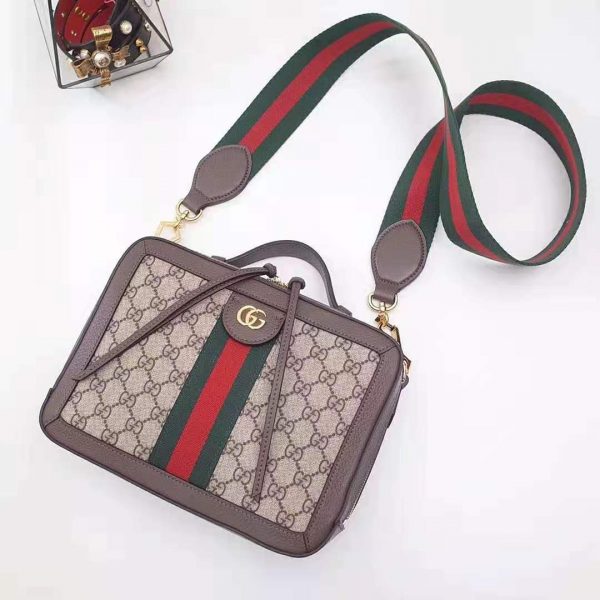 Gucci GG Women Ophidia Small GG Shoulder Bag in BeigeEbony GG Supreme Canvas (9)