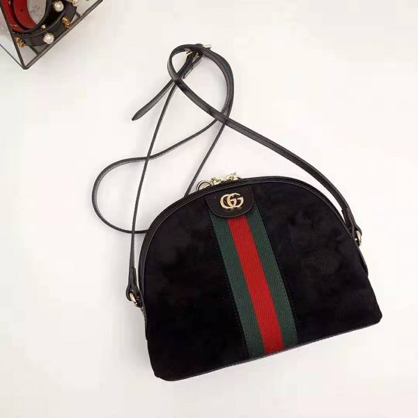 Gucci GG Women Ophidia Small Shoulder Bag in Black Suede Leather (1)