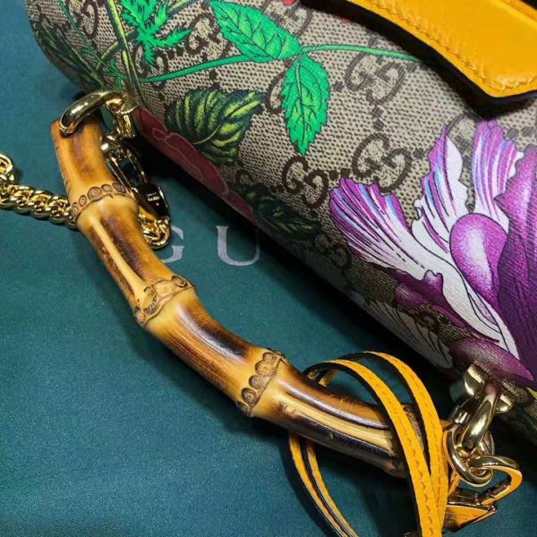 Gucci GG Women Padlock GG Flora Small Bamboo Shoulder Bag in BeigeEbony GG Supreme Canvas (7)