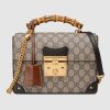 Gucci GG Women Padlock GG Small Bamboo Shoulder Bag in BeigeEbony GG Supreme Canvas