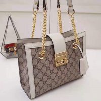 Gucci GG Women Padlock GG Small Shoulder Bag in BeigeEbony GG Supreme Canvas (1)