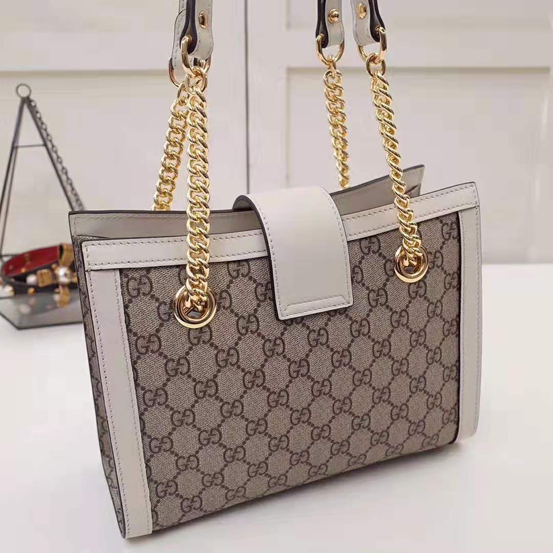 Gucci GG Women Padlock GG Small Shoulder Bag in Beige/Ebony GG Supreme Canvas