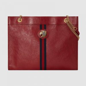 Gucci GG Women Rajah Large Tote Bag in Cerise Leather-Red