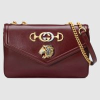 Gucci GG Women Rajah Medium Shoulder Bag in Leather with Tiger Head-Maroon (2)