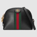 Gucci GG Women Rounded Top Ophidia Small Shoulder Bag in Leather-Black