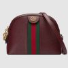 Gucci GG Women Rounded Top Ophidia Small Shoulder Bag in Leather-Maroon