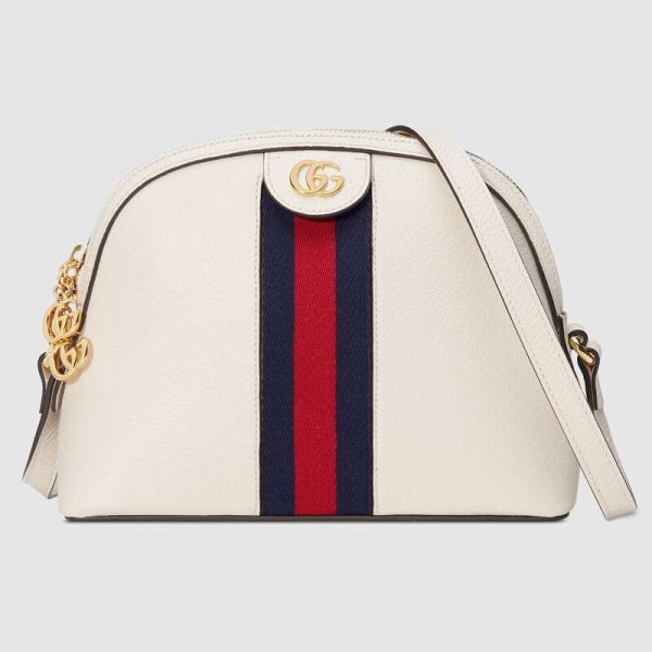 Gucci GG Women Rounded Top Ophidia Small Shoulder Bag in Leather-White (1)