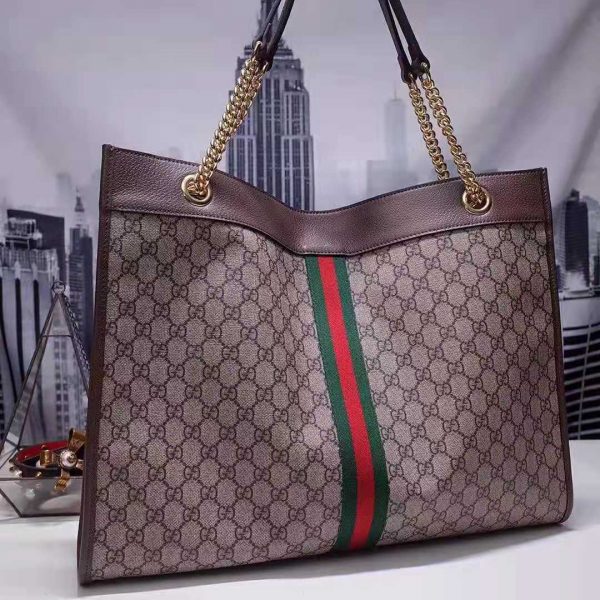 Gucci Women Exclusive Rajah GG Tote in BeigeEbony GG Supreme Canvas (7)