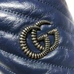 Gucci Women GG Marmont Mini Bucket Bag in Blue Diagonal Matelassé Leather - Image 6