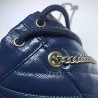 Gucci Women GG Marmont Mini Bucket Bag in Blue Diagonal Matelassé Leather (1)