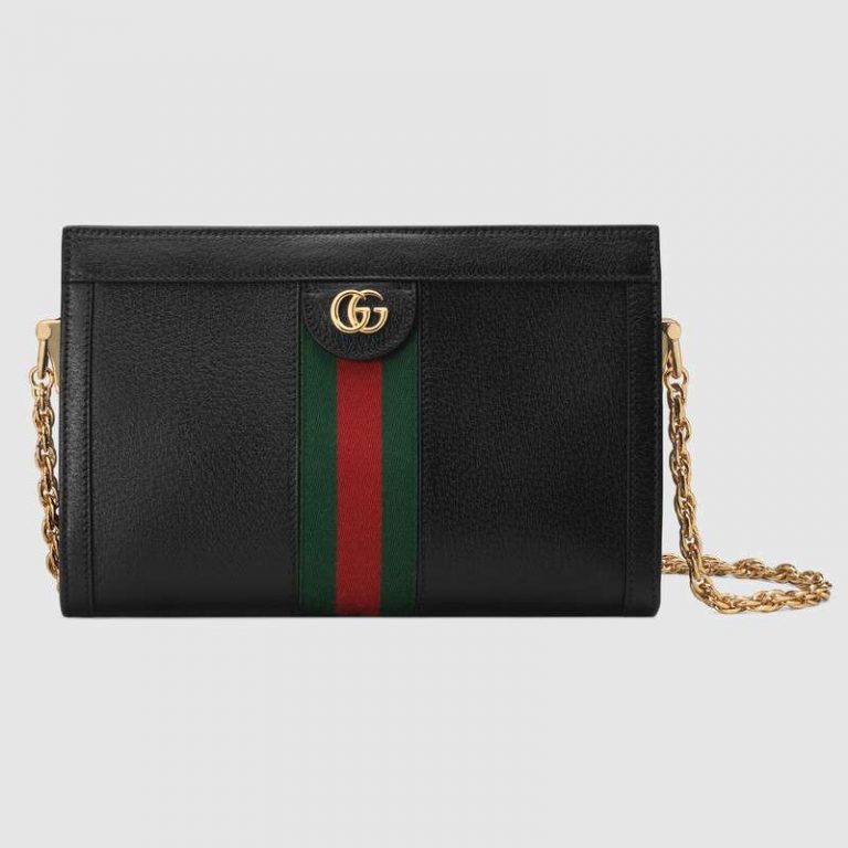 Gucci Women Ophidia Small Shoulder Bag in Leather Green and Red Web - LULUX