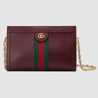 Gucci Women Ophidia Small Shoulder Bag in Leather Green and Red Web-White (1)