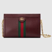 Gucci Women Ophidia Small Shoulder Bag in Leather Green and Red Web-White (1)