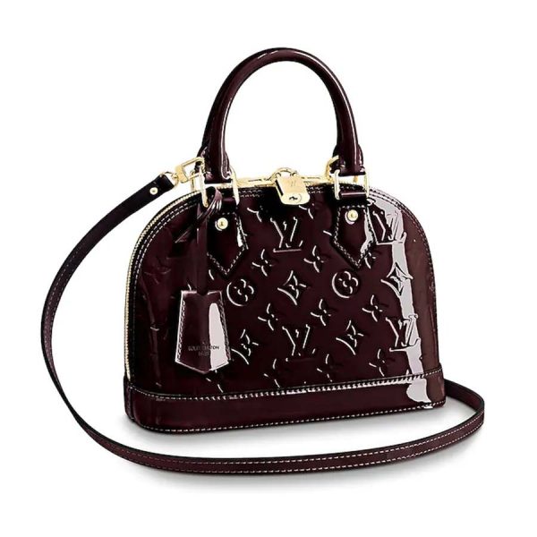 Louis Vuitton LV Women Alma BB Handbag in Patent Leather-Brown (6)