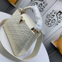 Louis Vuitton LV Women Capucines BB Handbag in Lambskin with Monogram Flowers-Beige