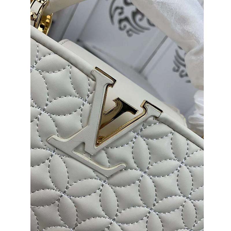 Louis Vuitton Vanille Quilted Monogram Flower Lambskin Leather Capucines BB  Bag - Yoogi's Closet