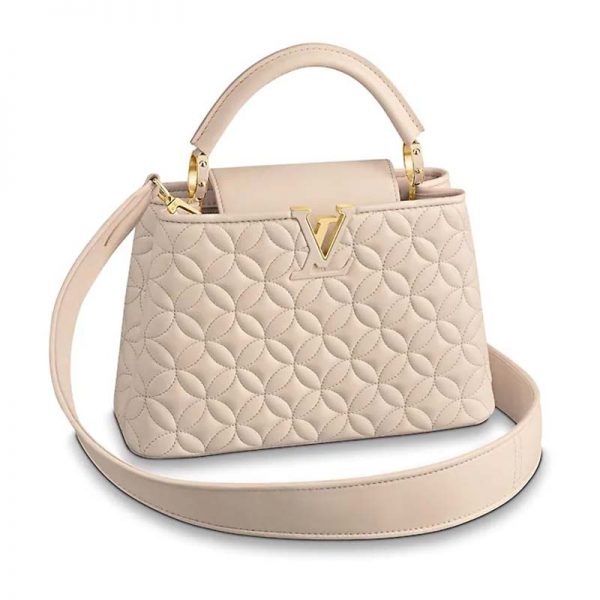 Louis Vuitton LV Women Capucines BB Handbag in Lambskin with Monogram Flowers-Beige