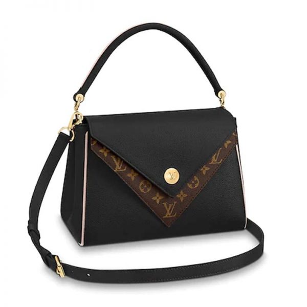 Louis Vuitton LV Women Double V Handbag in Small-Grained Calf Leather-Black (1)