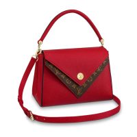 Louis Vuitton LV Women Double V Handbag in Small-Grained Calf Leather-Red (6)