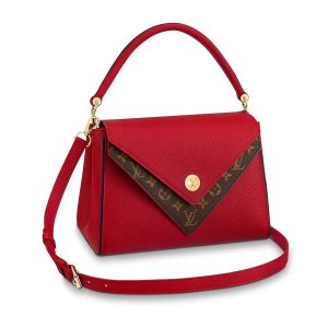 Louis Vuitton LV Women Double V Handbag in Small-Grained Calf Leather-Red