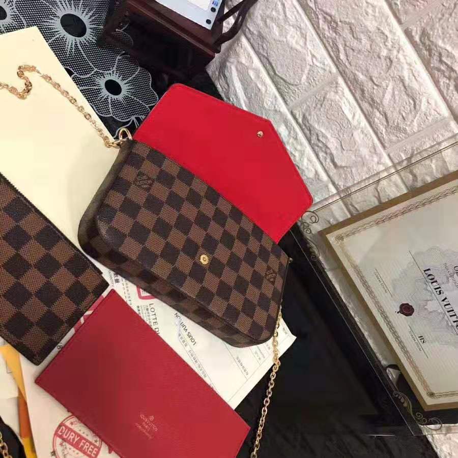 Louis Vuitton Red Epi Leather Pochette Felicie Clutch Bag