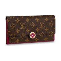 LouLouis Vuitton LV Women Flore Wallet in Monogram Coated Canvas and Calf Leather-Rose