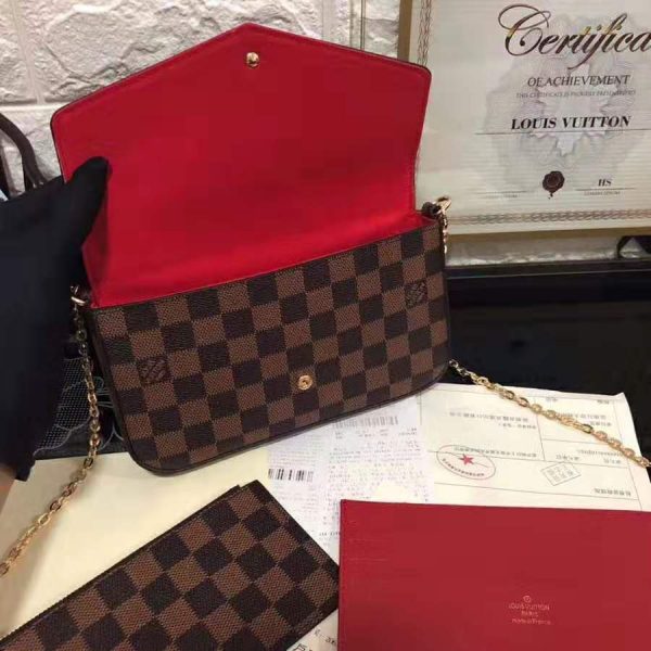 Louis Vuitton LV Women Félicie Pochette in Damier Ebene Coated Canvas