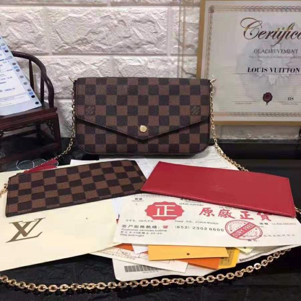 Louis Vuitton LV Women Félicie Pochette in Damier Ebene Coated Canvas-Brown (5)