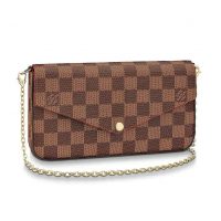 Louis Vuitton LV Women Félicie Pochette in Damier Ebene Coated Canvas-Brown